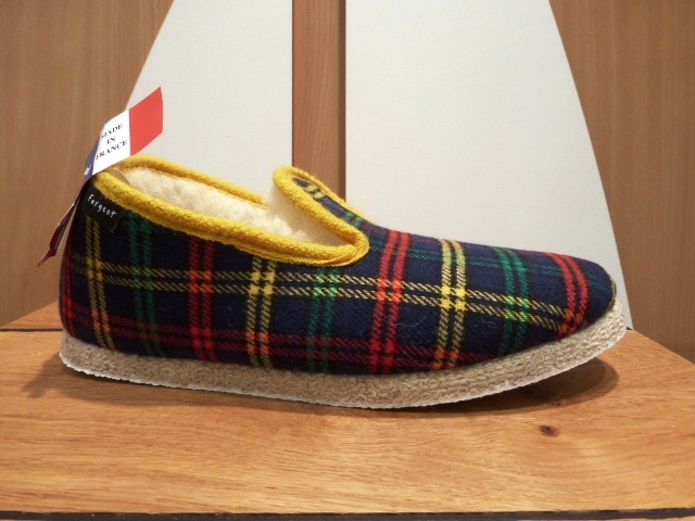 Charentaise Fargeot Ecossais marine +Patin gomme