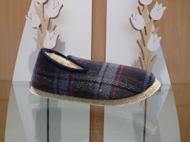 Charentaise Fargeot Ecossais bleu +Patin Gomme
