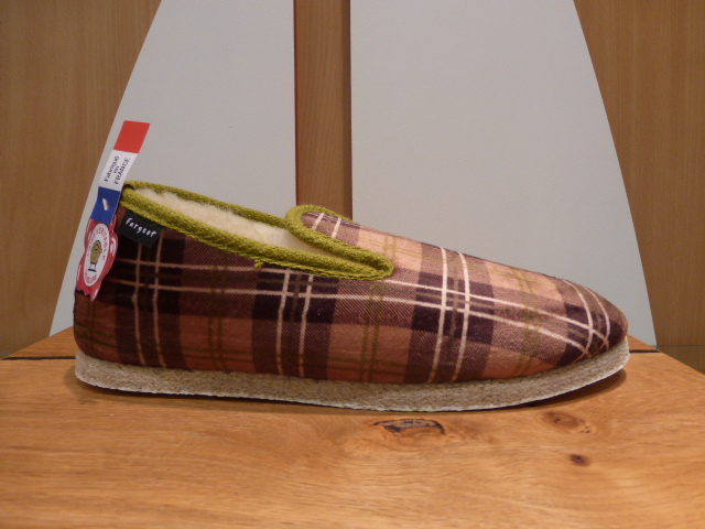 Charentaise Fargeot Écossais beige +Patin gomme