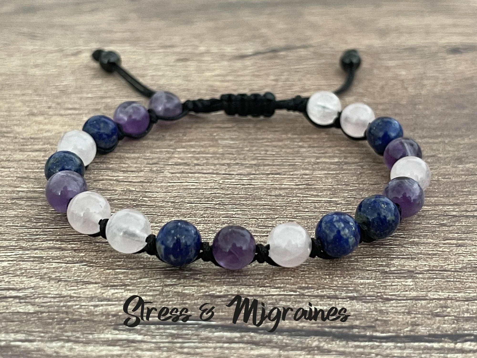 Bracelet Anti Stress Lapis Lazuli Améthyste Quartz Rose - Modèle Sidney