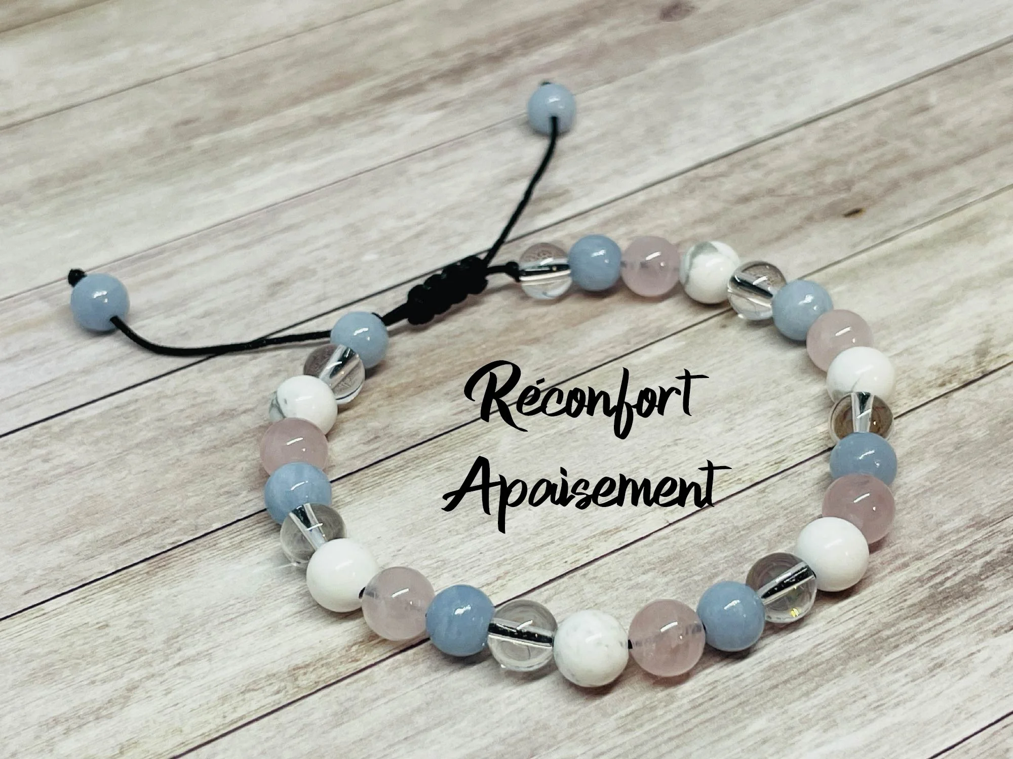 Bracelet Quartz Rose Angélite Howlite Cristal de Roche