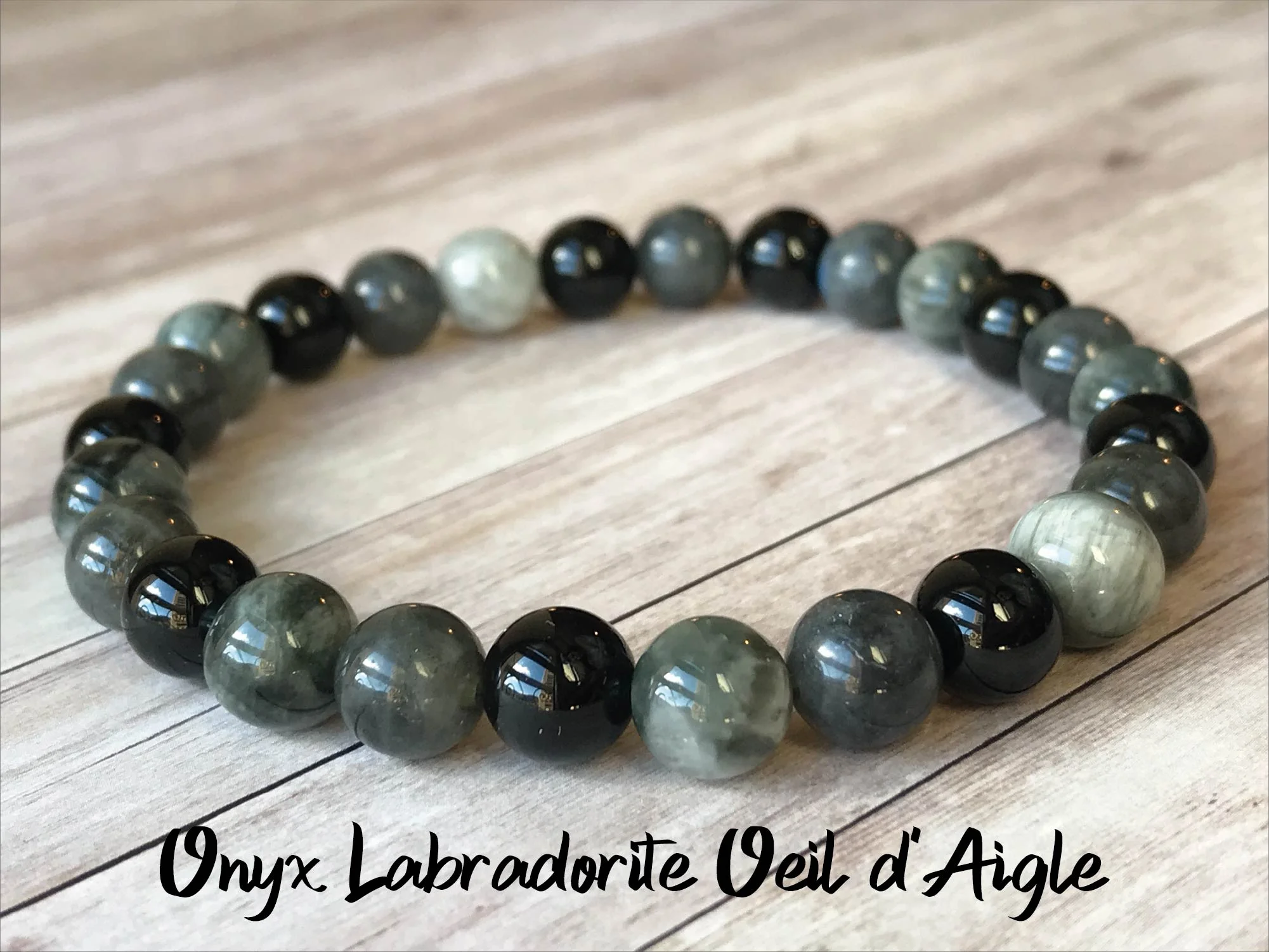 Bracelet Onyx Labradorite Oeil d'Aigle