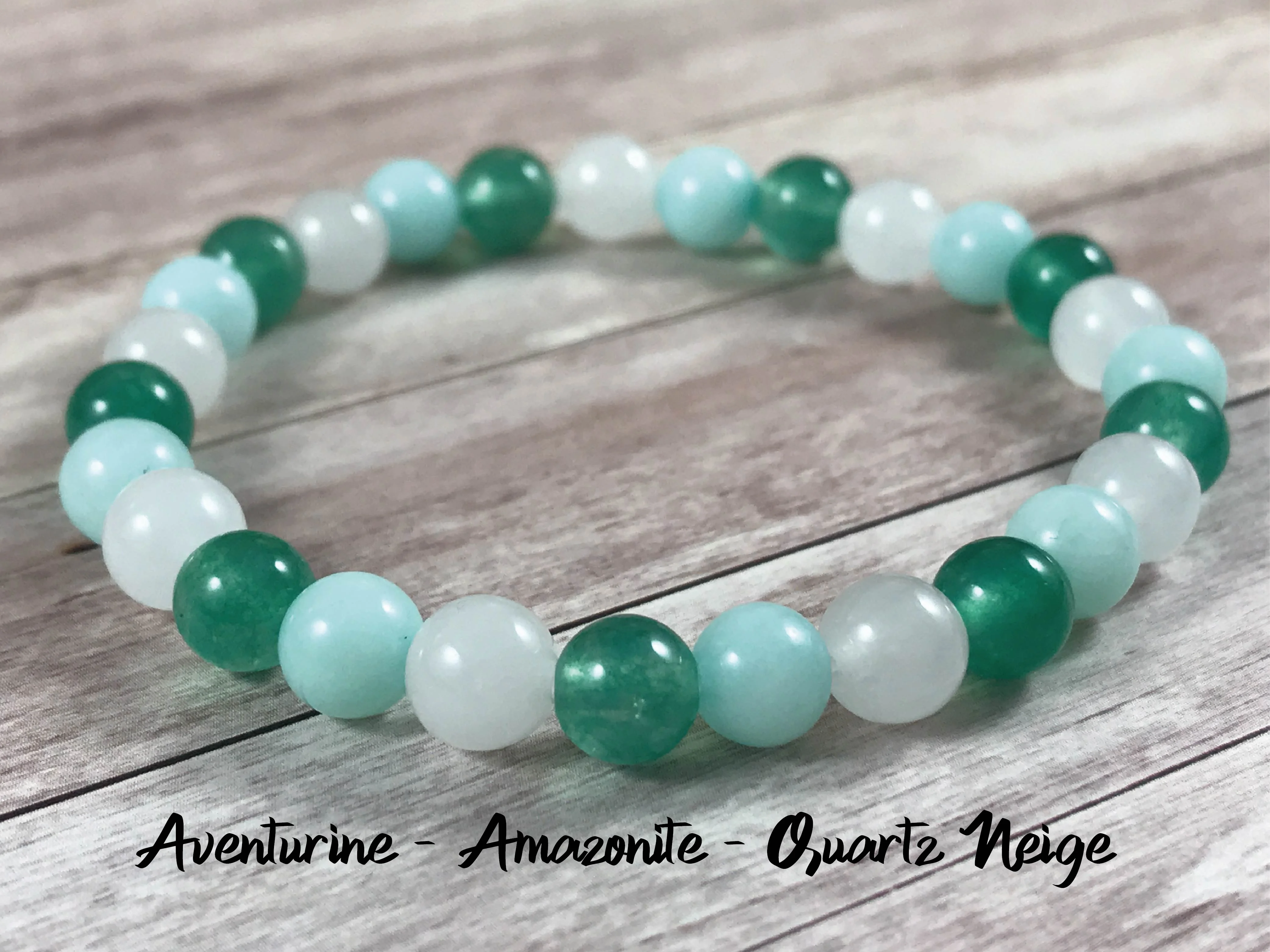 Bracelet Amazonite Aventurine Quartz Neige 