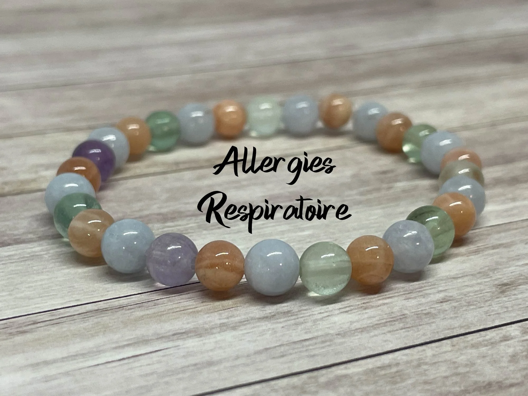 Bracelet Aigue Marine Fluorite et Pierre de Soleil - Elastique