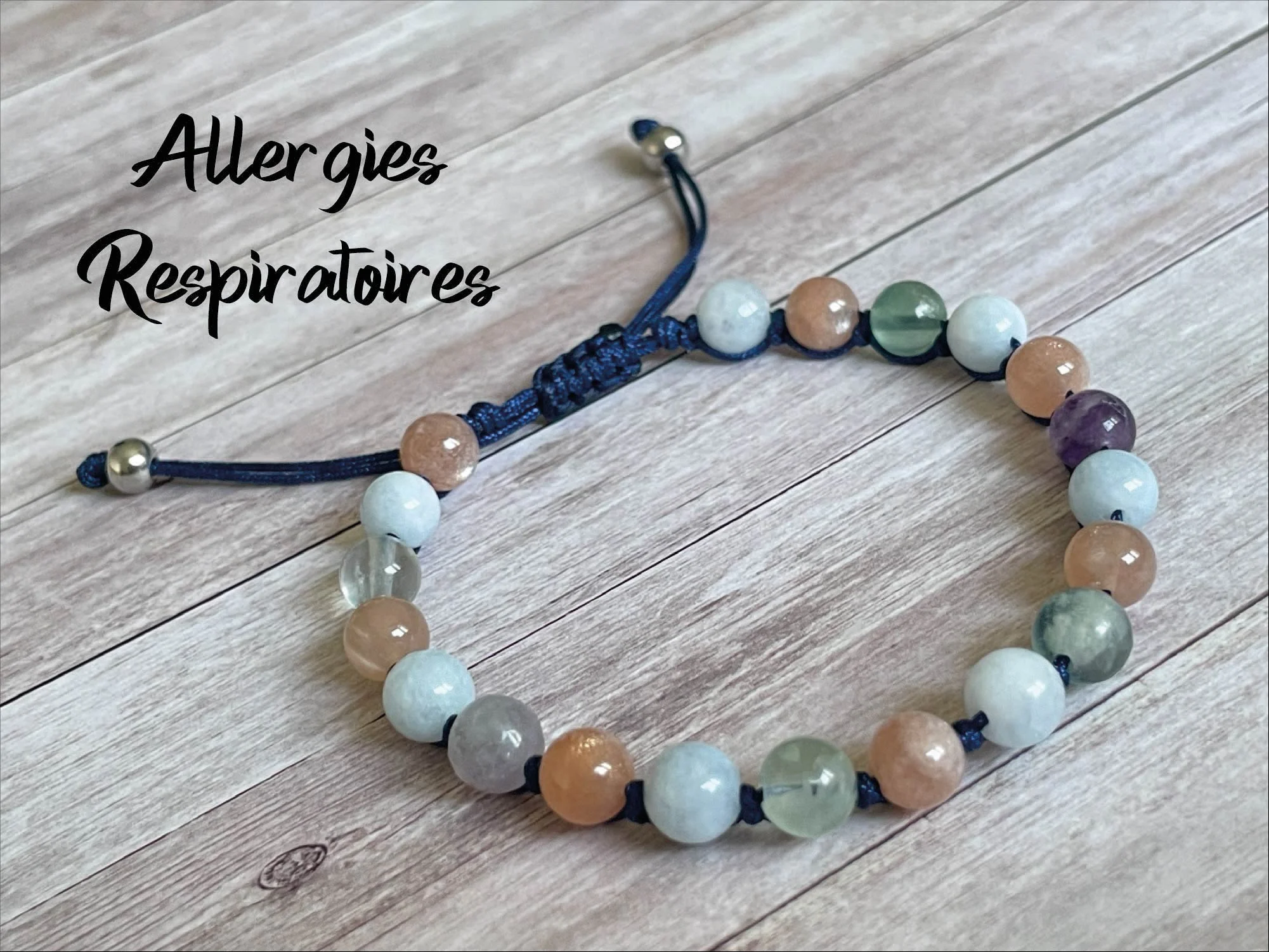 Bracelet Aigue Marine Fluorite et Pierre de Soleil