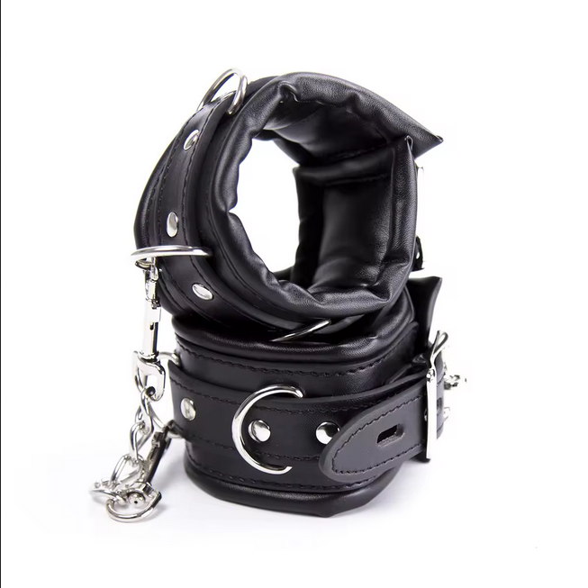 Menottes simili cuir BDSM noir