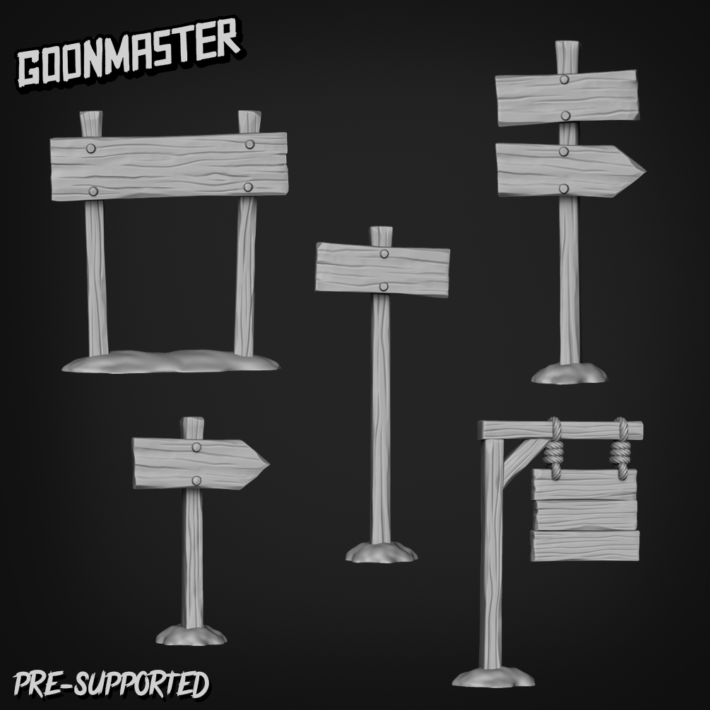 Basing Bits 60 - Wooden Sign Posts - GoonMaster
