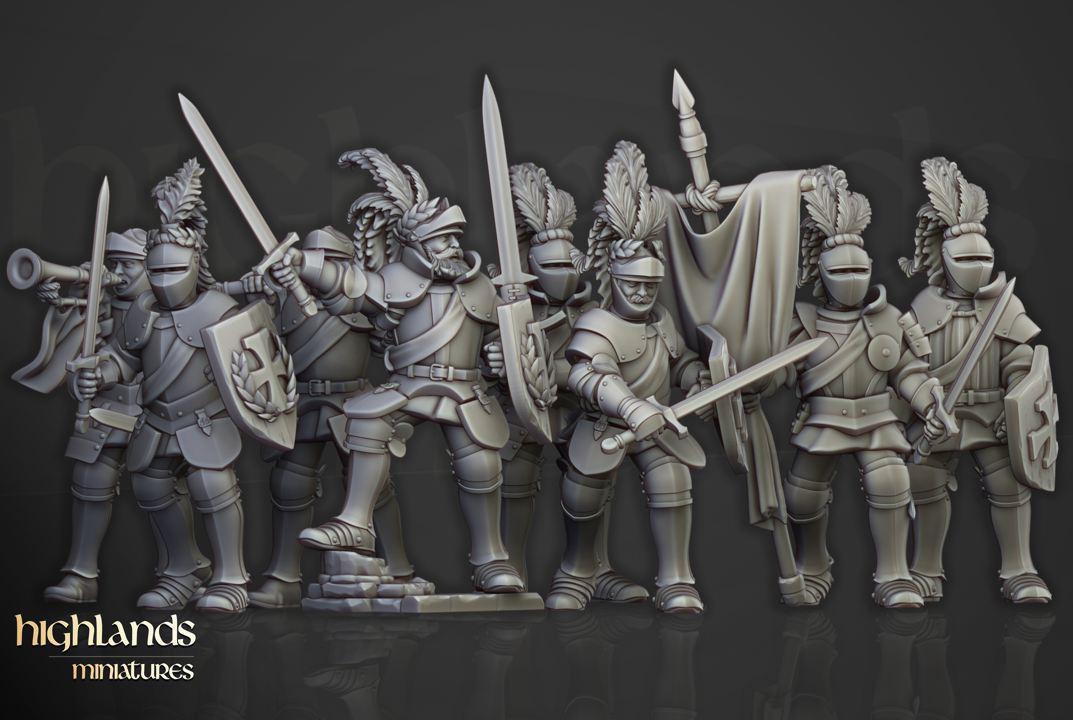Sunland Knights on foot - Highlands Miniatures