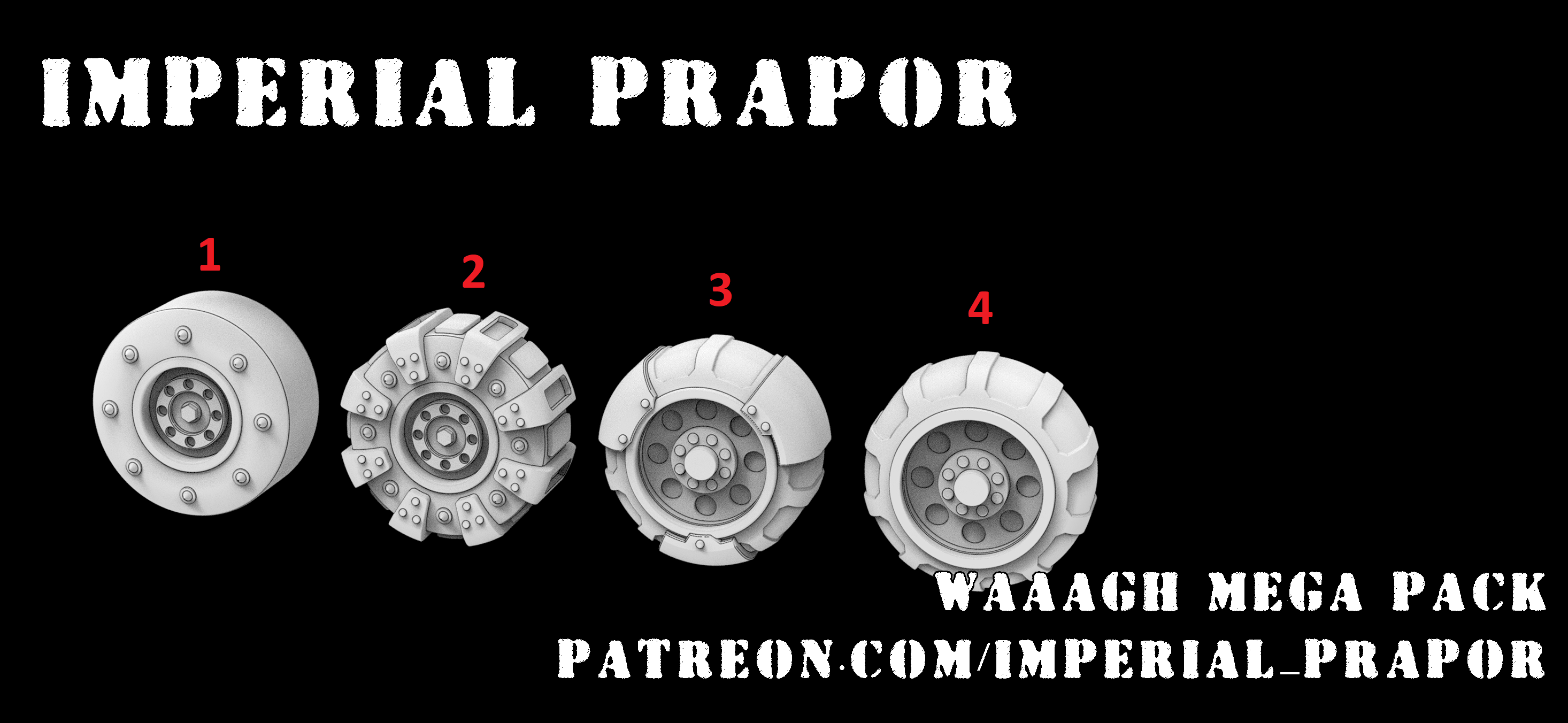 Pack de roues ork ( par 4) modèle au choix - Imperial Prapor