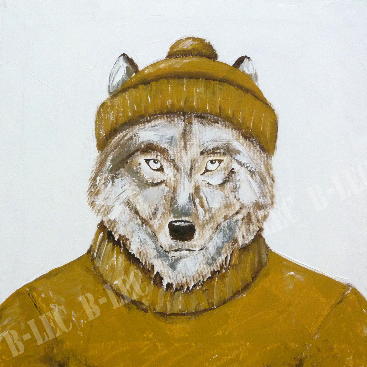 Jean Loup le loup, pull et bonnet jaune