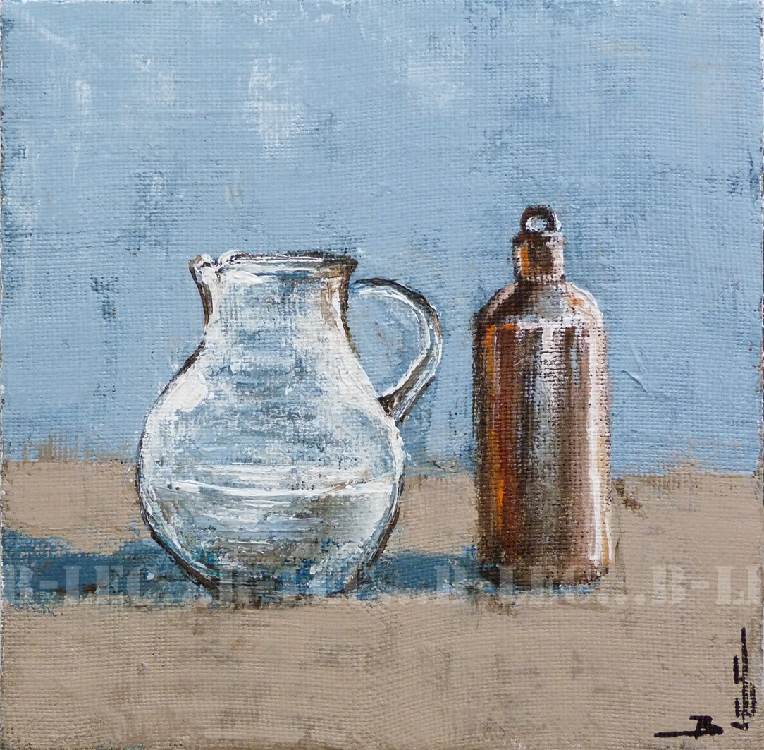 Bouteille de vin + pichet 17x17cm