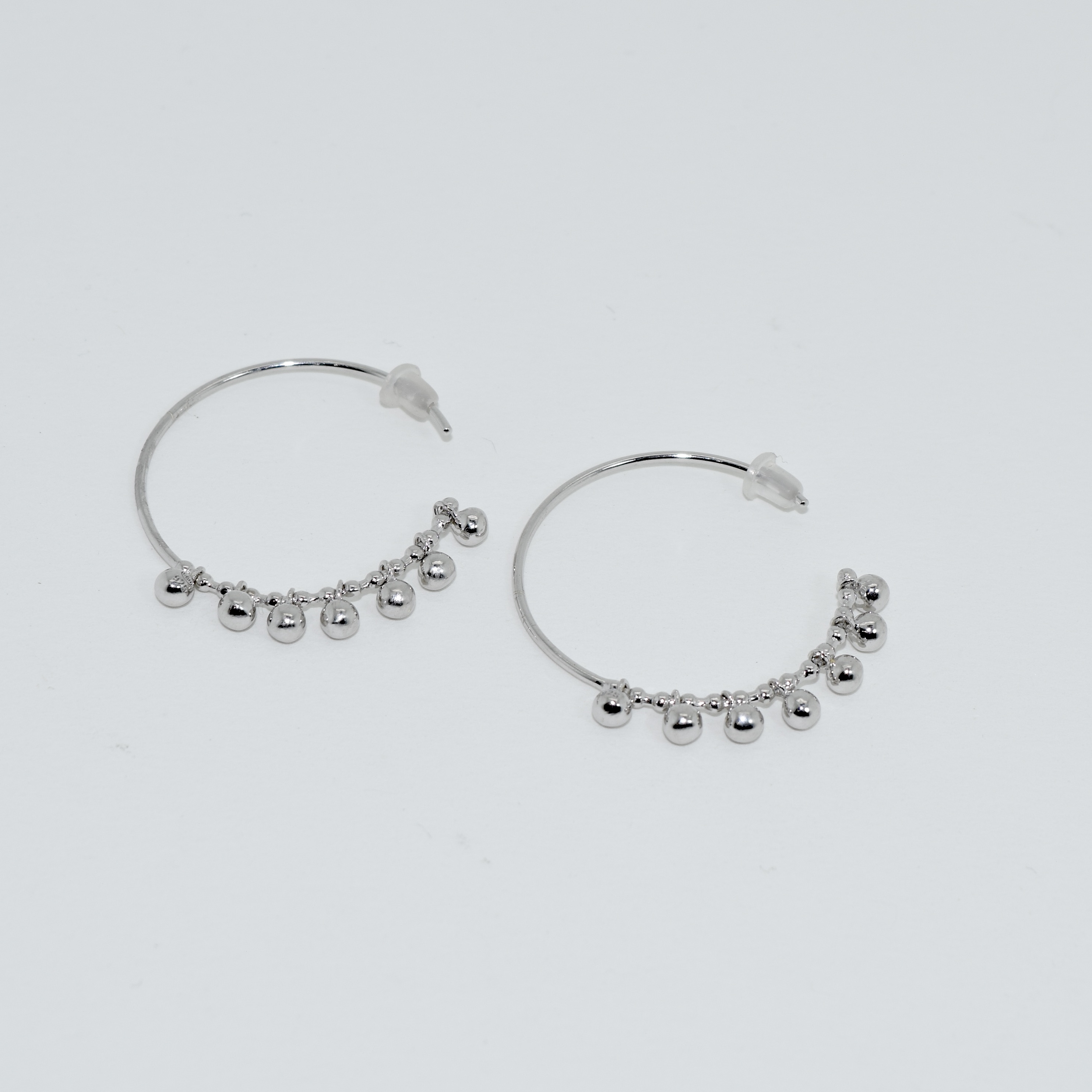 CREOLES ARGENT ORNÉES DE PERLES ARGENT 925