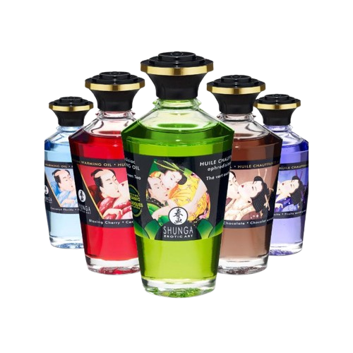 Shunga Huile de Massage Chauffante Comestible – 10 Saveurs Gourmandes