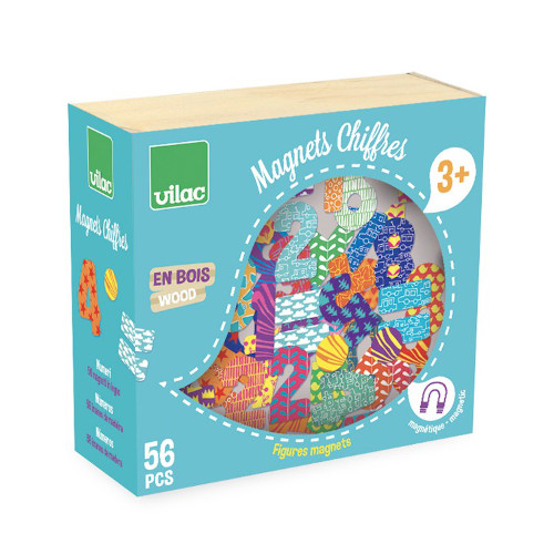 SET DE MAGNETS EN BOIS CHIFFRES 56 PIÈCES