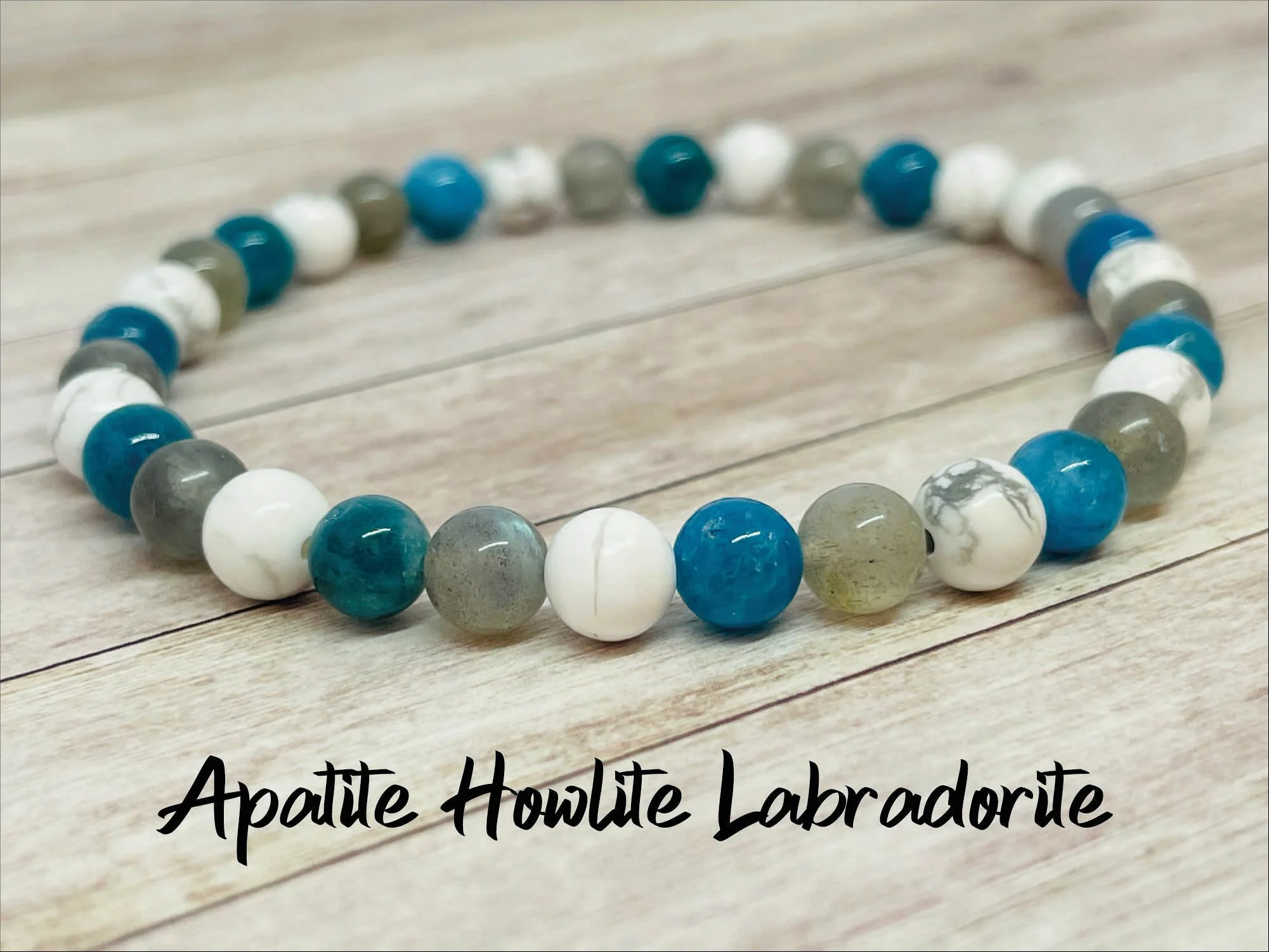 Bracelet Howlite Apatite et Labradorite - Modèle Mia