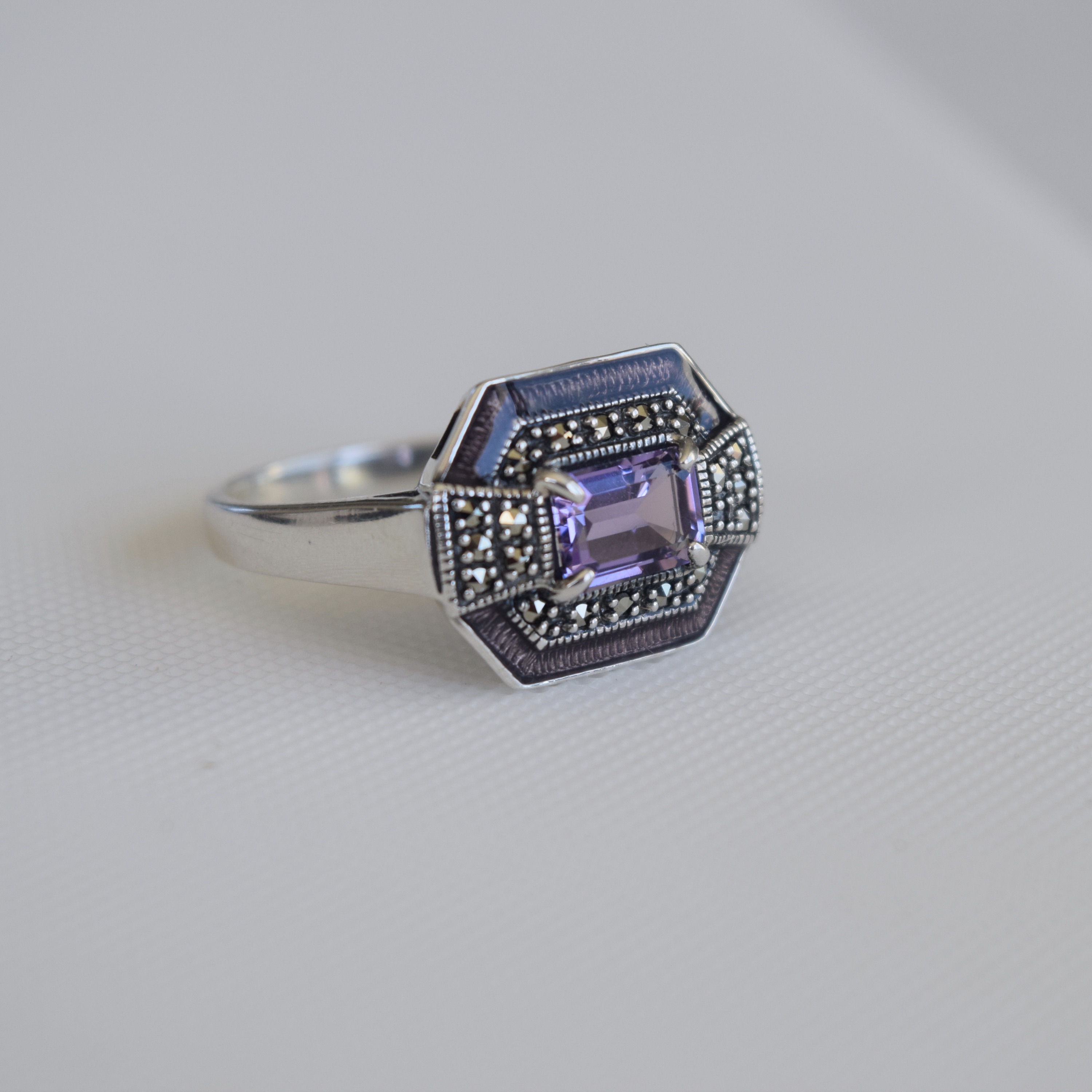 BAGUE AMETHYSTE EMAIL ARGENT 925