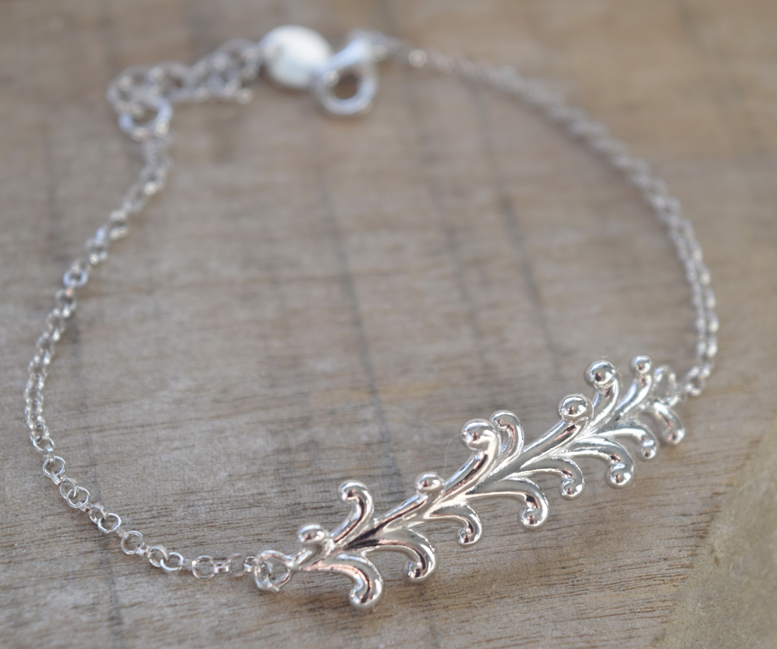 BRACELETS ARGENT RHODIÉ  925 FEUILLE