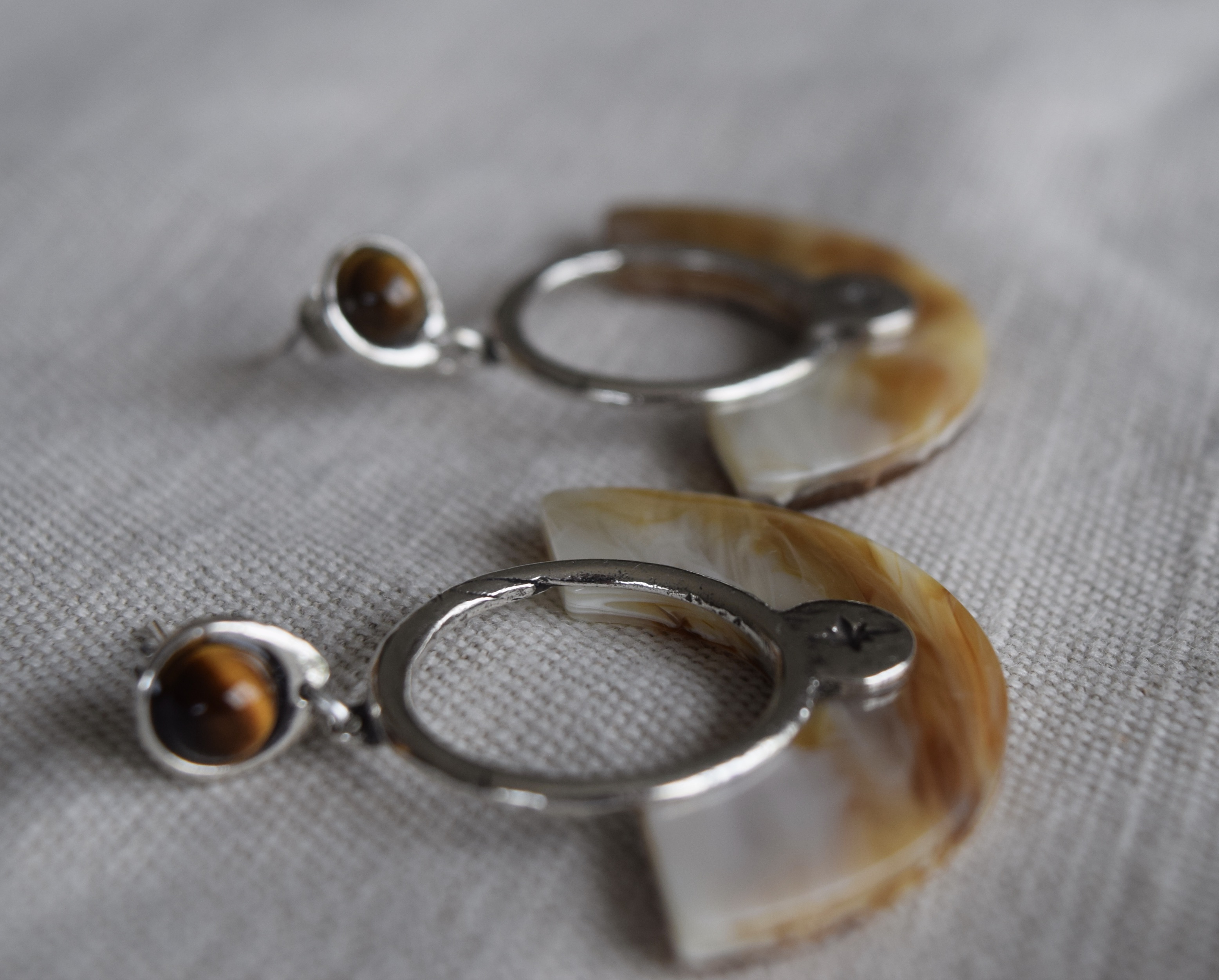 BOUCLES D'OREILLES OEIL DE TIGRE 