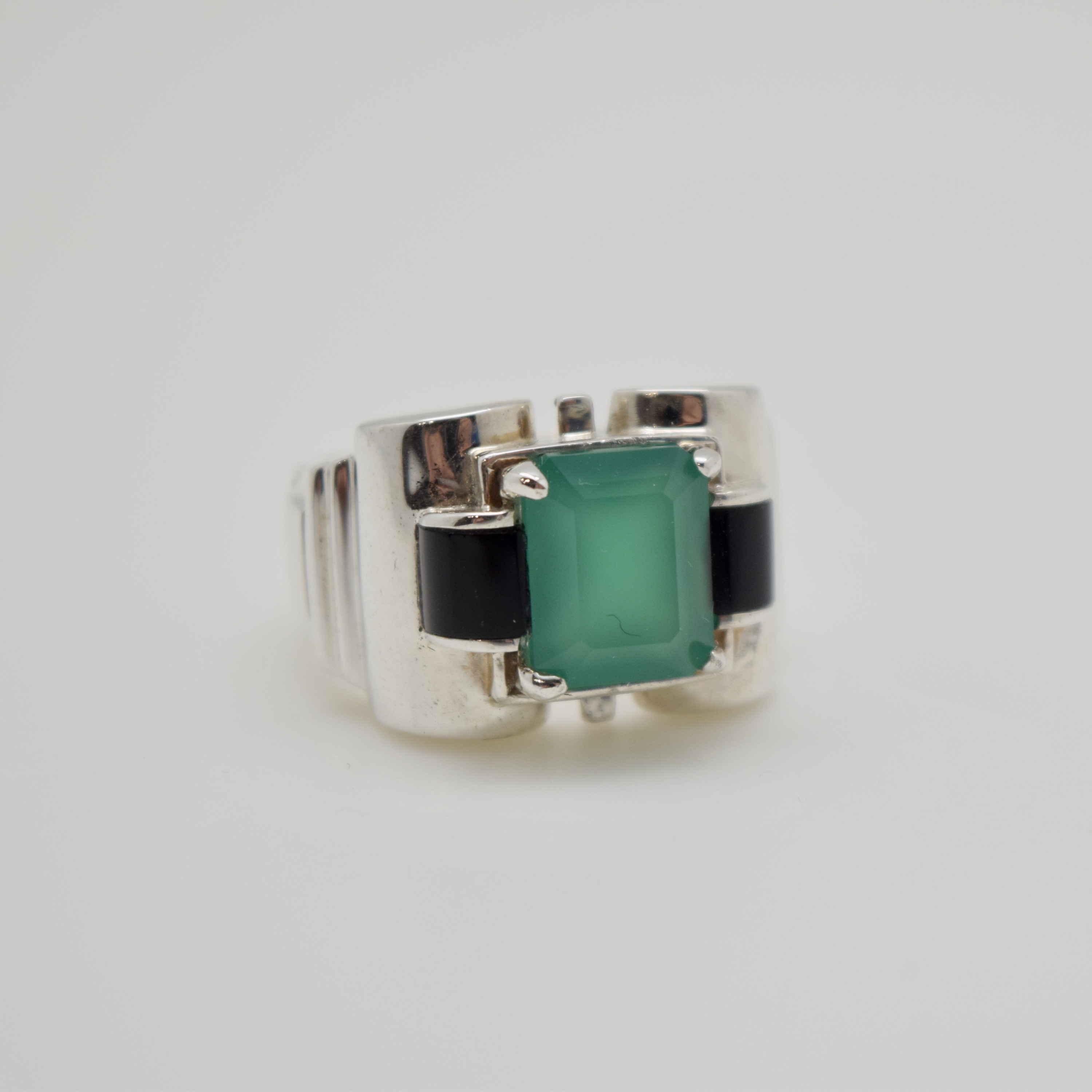 BAGUE TANK AGATE VERTE ONYX 