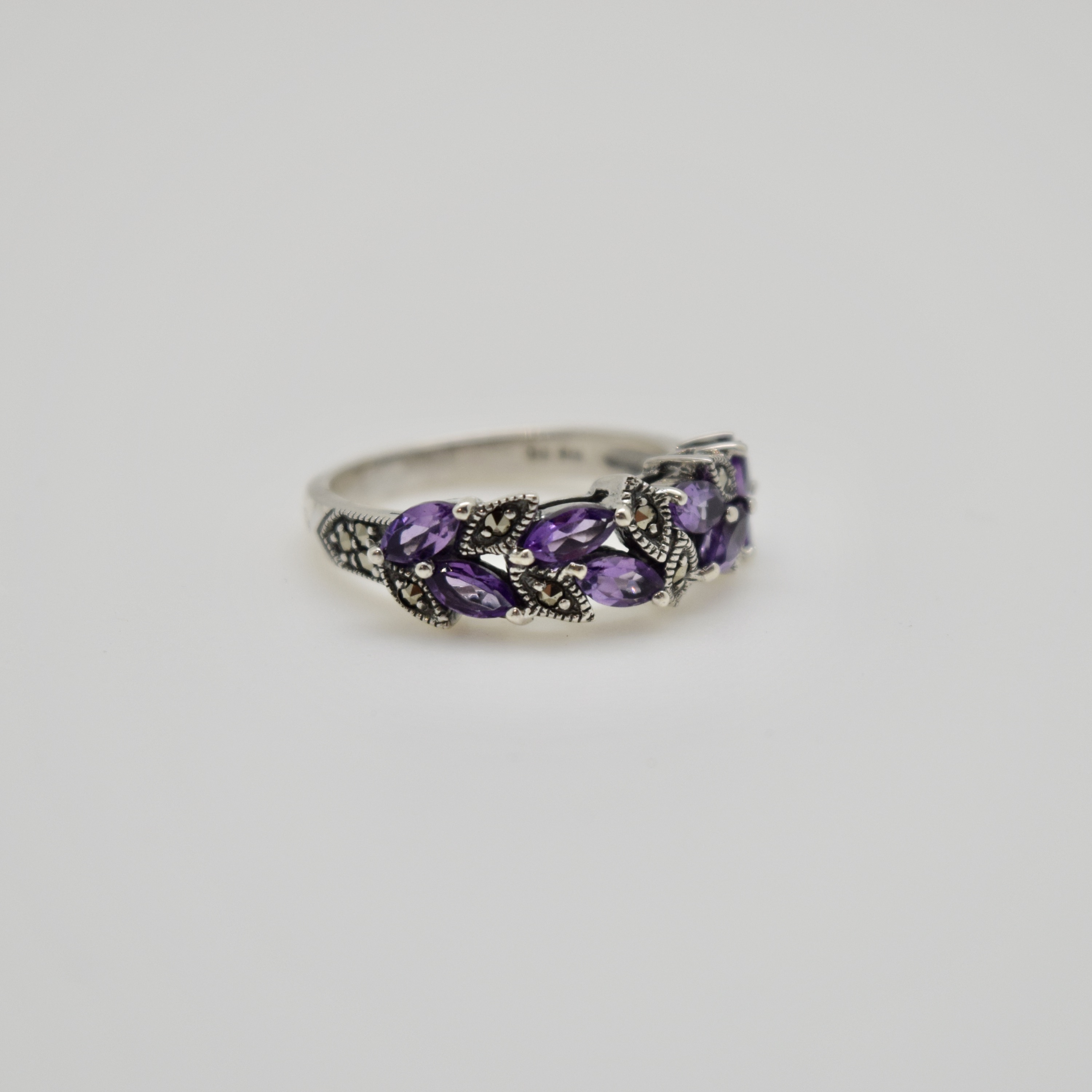 BAGUE AMETHISTES MARCASSITES