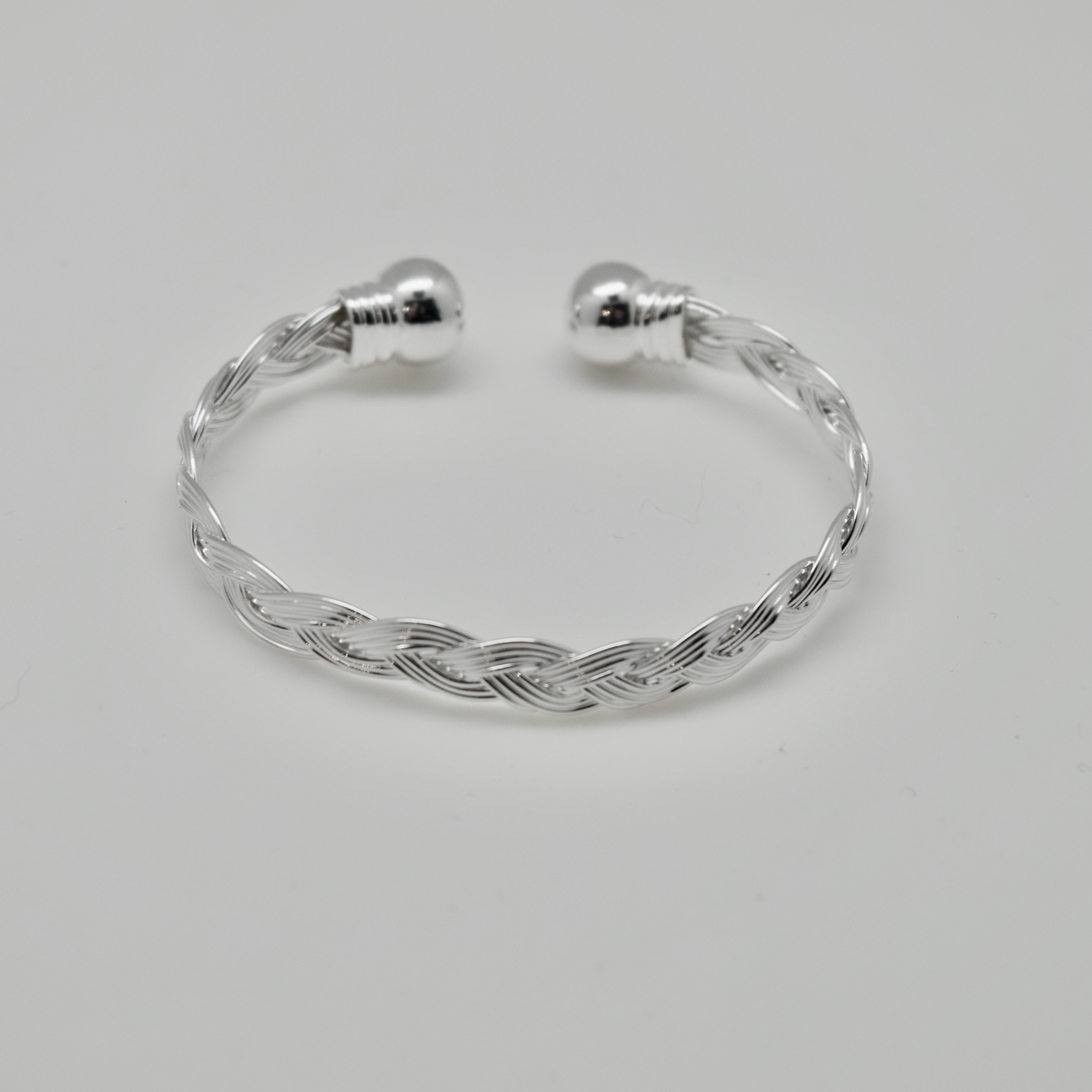 BRACELET JONC TRESSER PLAQUÉ ARGENT 