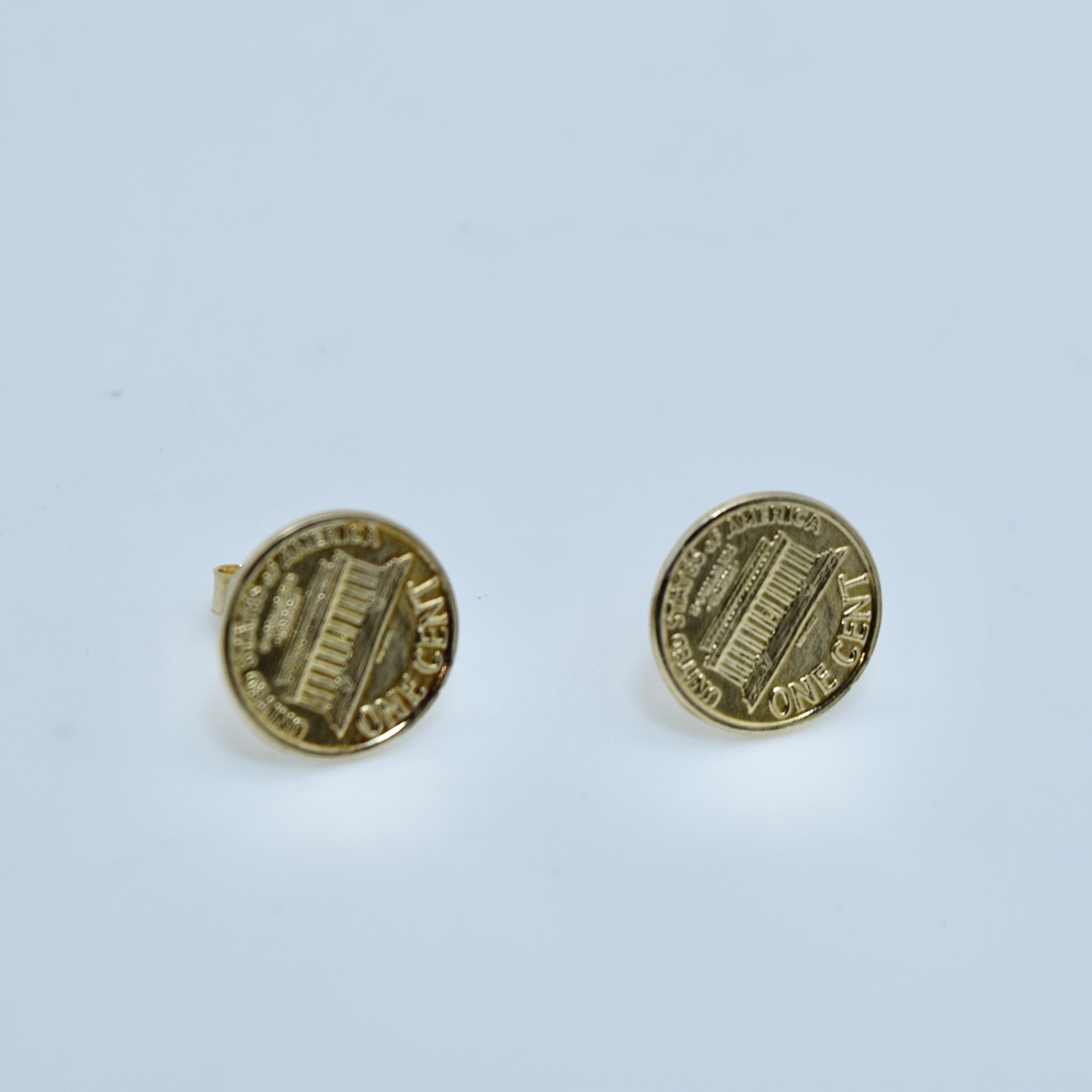 BOUTONS D'OREILLES PIECES MONNAIE EN ARGENT JAUNE