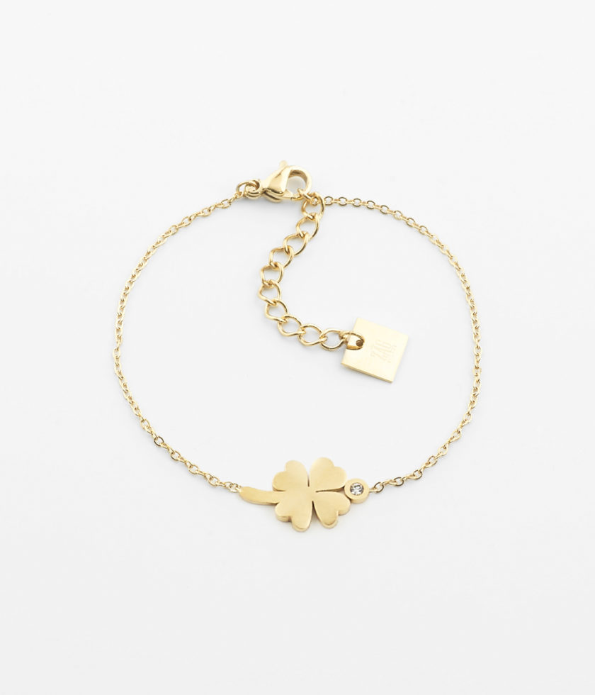 BRACELET ACIER DORE TREFLE + OXYDE