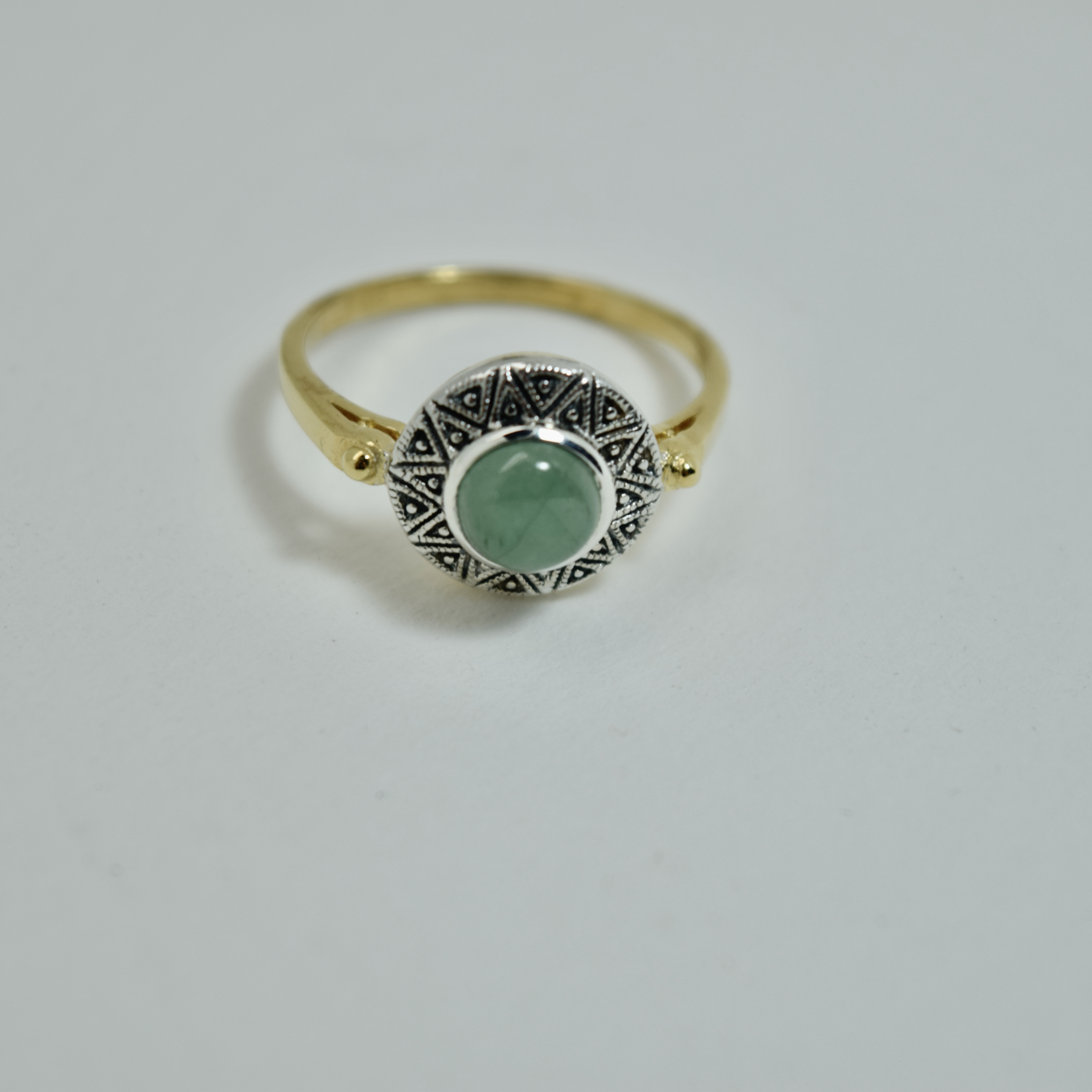 BAGUE ARGENT 925  ANNEAU EN VERMEIL PIERRE JADE 