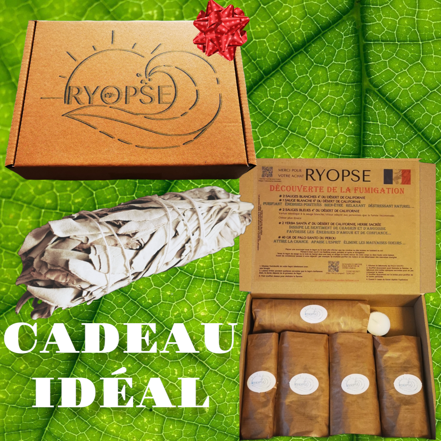 COFFRET DECOUVERTE : ♥Sauge Blanche SALVIA APIANA de Californie♥Sauges Bleues♥Yerba Santa♥Palo Santo♥