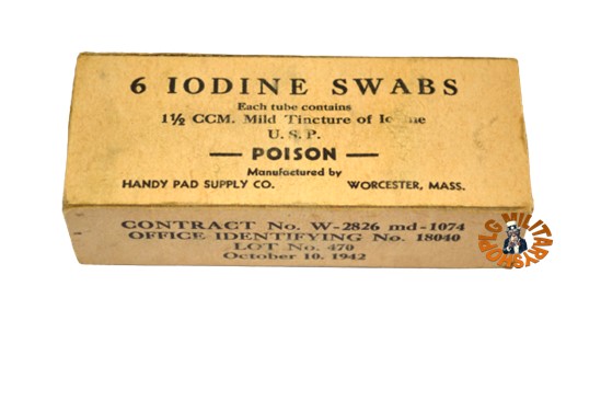 Boite tampons teinture d'iode, Iodine 1942 