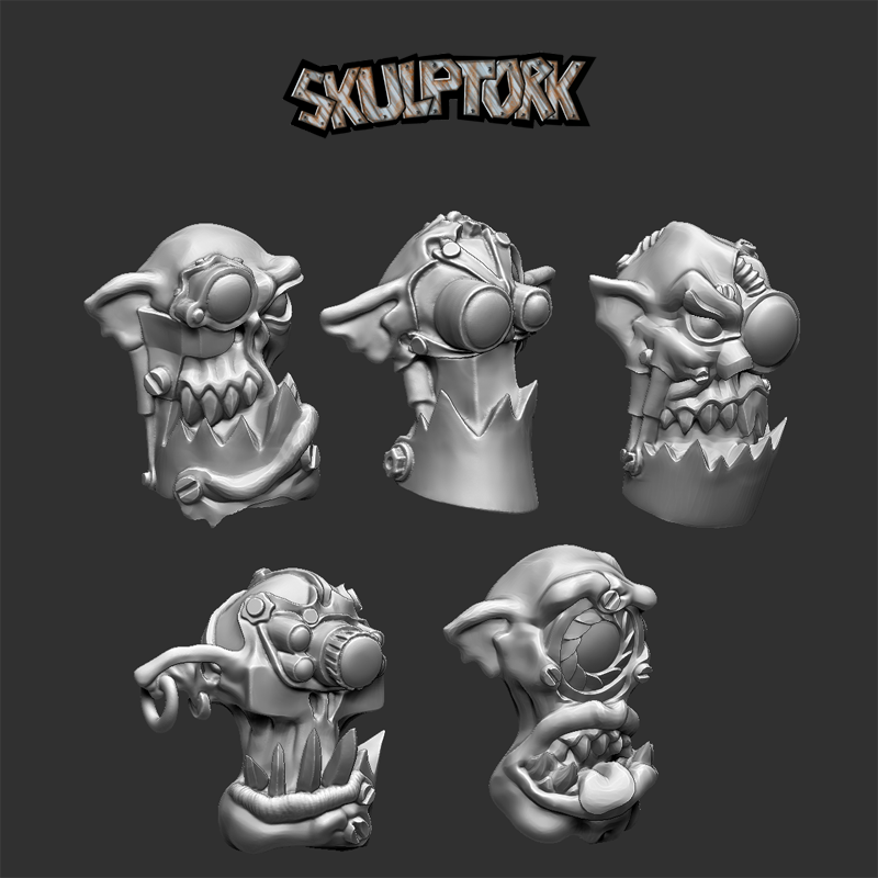 Tête cyborg v2 orc (x10) - Skulptork