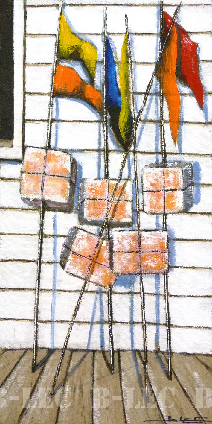 Bouées avec des fanions