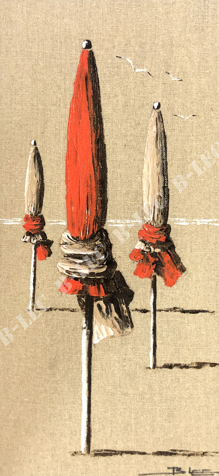 ...Parasols orange et beige