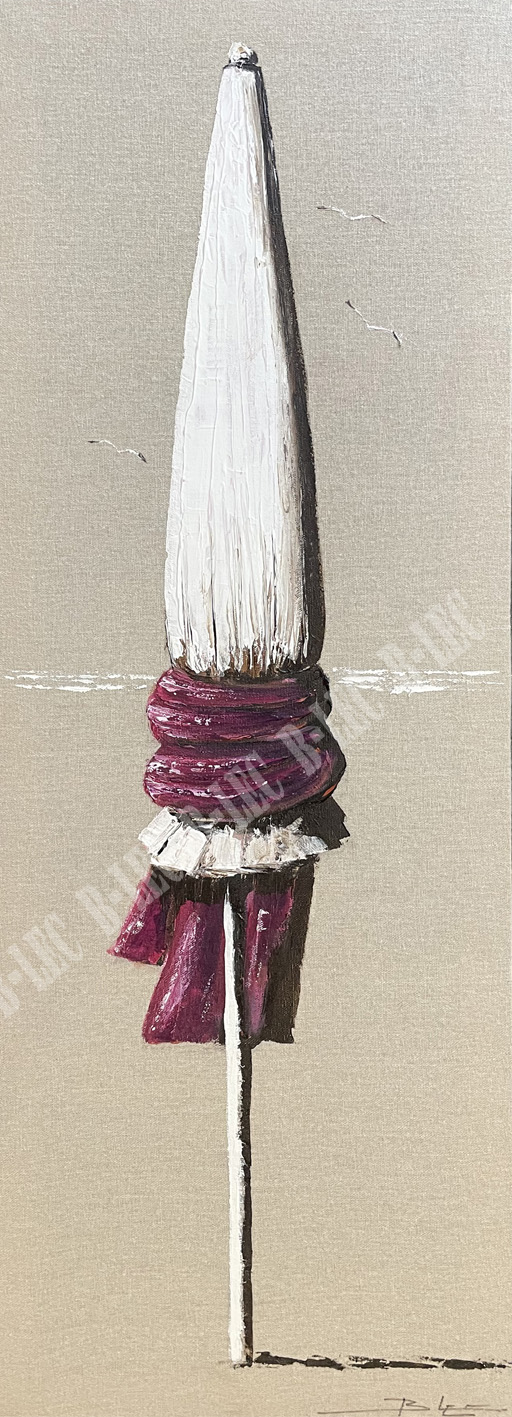 ...Parasol noeud prune fond lin naturel