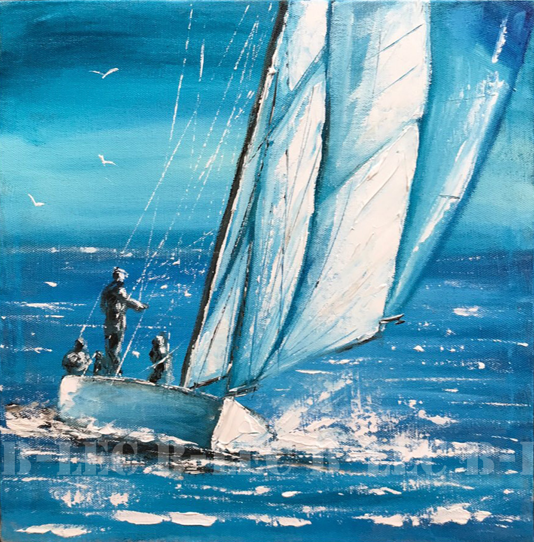 Bateau blanc 40x40cm