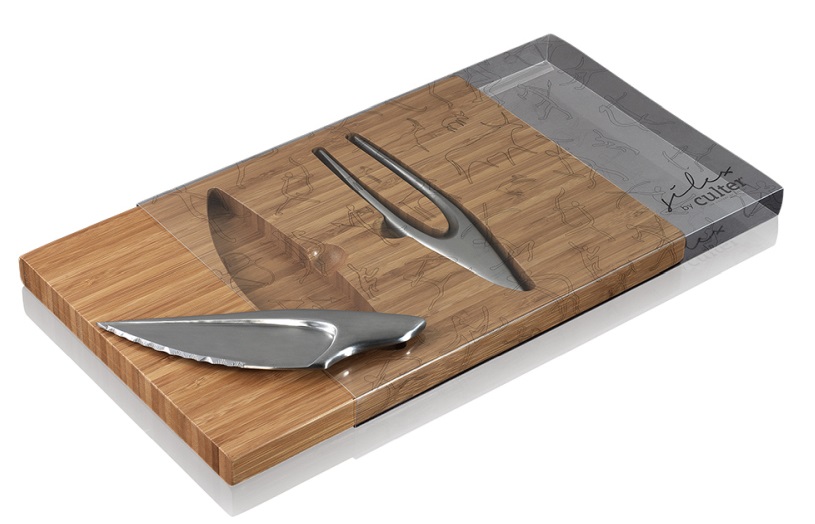 service à découper fourchette + couteau, silex comas