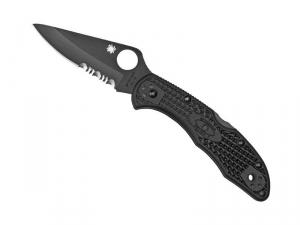 SPYDERCO DELICA 4 TOUT NOIR SEMI-DENTEE, C11PSBBK