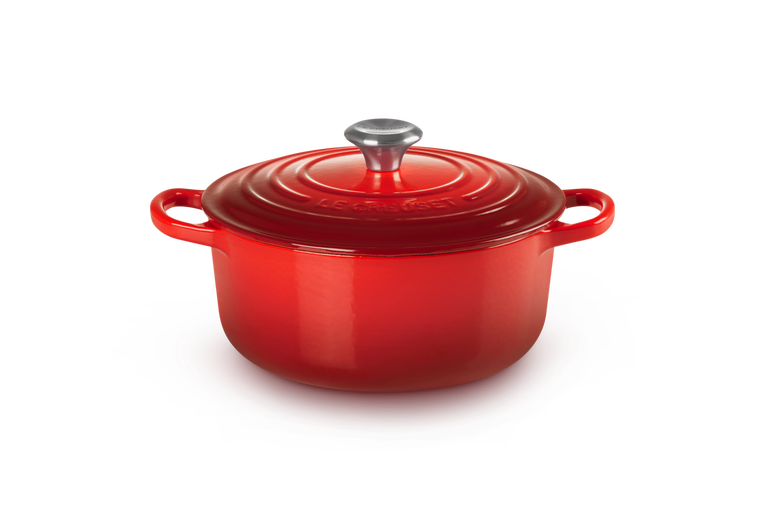 Cocotte ronde 30cm en fonte émaillée, cerise, Le Creuset