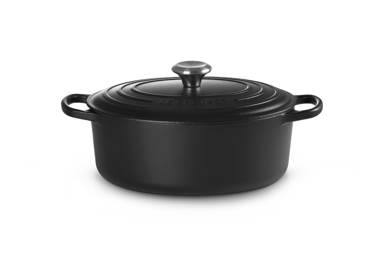 Cocotte ovale 31cm, en fonte émaillée, noire, Le Creuset