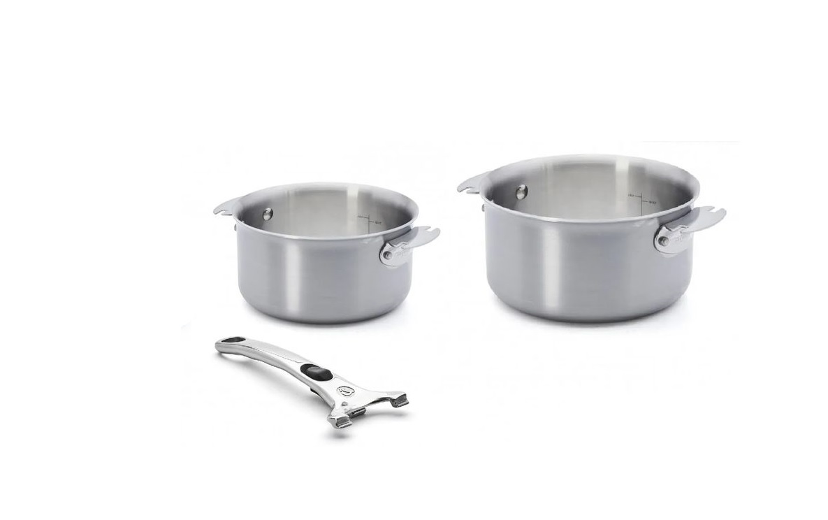 Batterie, série de 3 pièces ALCHIMY LOQY 2 casseroles 16cm + 20cm + poignée, De Buyer
