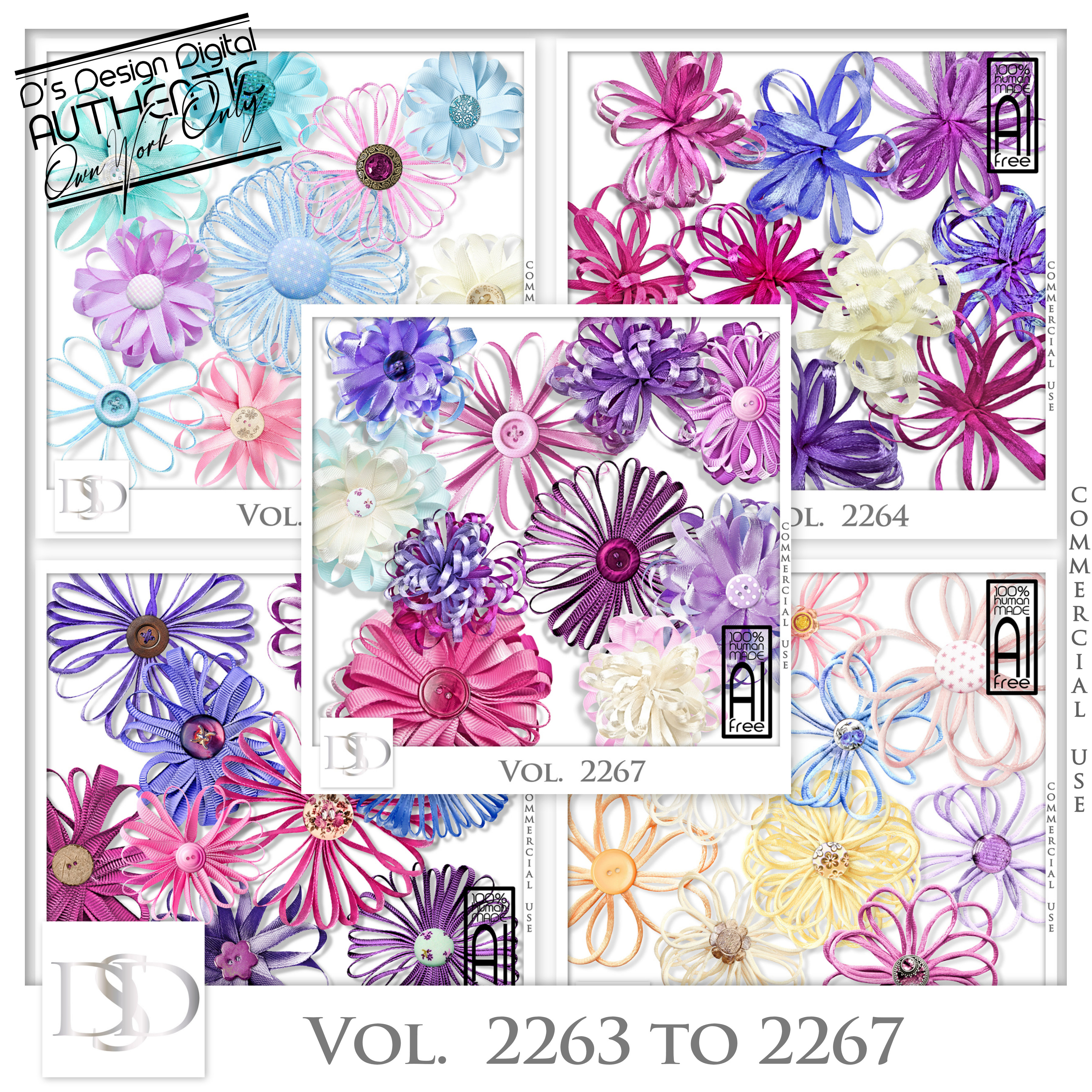 Vol. 2263 to 2267 Ribbons Flowers